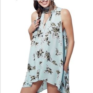 Free People Tree Swing Floral Cutout Tunic Mini Dress Mint Green